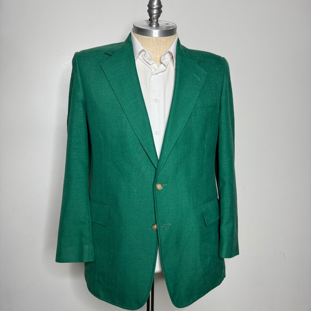 Vintage Shawn Thomas Hughes Bros.‎ Tailored 44R Green Blazer Sport Coat Menswear